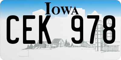IA license plate CEK978
