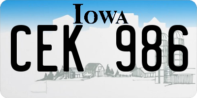 IA license plate CEK986