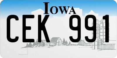 IA license plate CEK991