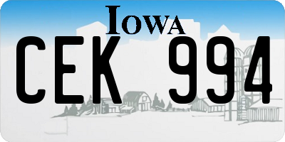 IA license plate CEK994