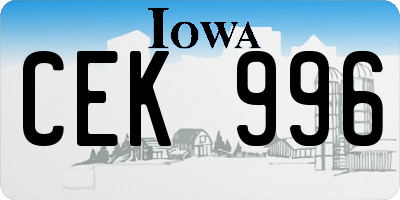 IA license plate CEK996