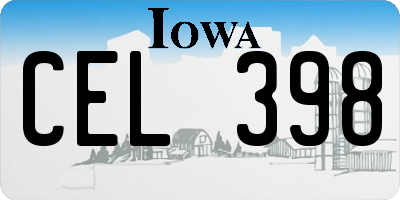 IA license plate CEL398
