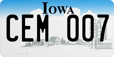 IA license plate CEM007