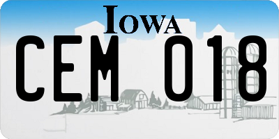 IA license plate CEM018
