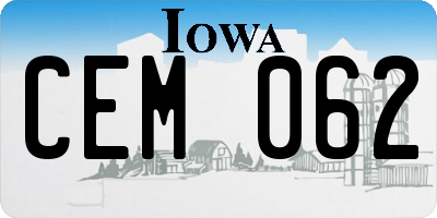 IA license plate CEM062