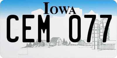 IA license plate CEM077