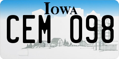 IA license plate CEM098