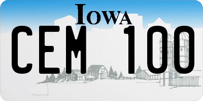 IA license plate CEM100
