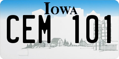 IA license plate CEM101