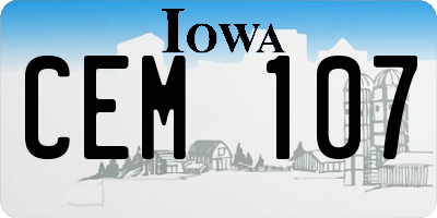 IA license plate CEM107