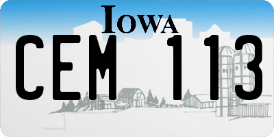 IA license plate CEM113