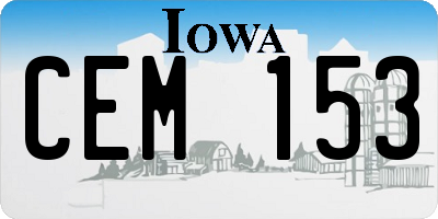 IA license plate CEM153