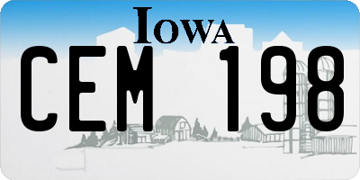 IA license plate CEM198