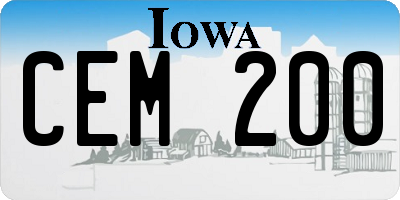 IA license plate CEM200