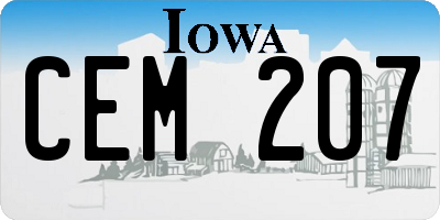 IA license plate CEM207