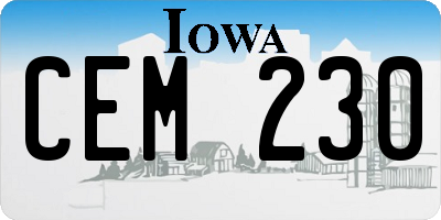 IA license plate CEM230