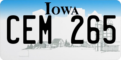 IA license plate CEM265