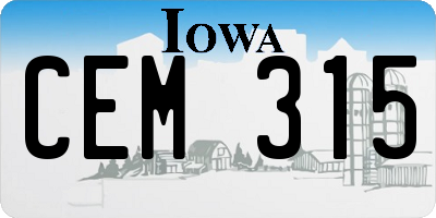 IA license plate CEM315