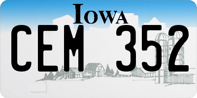 IA license plate CEM352