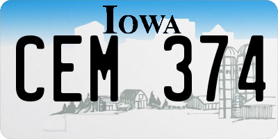 IA license plate CEM374