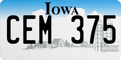 IA license plate CEM375