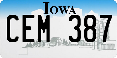 IA license plate CEM387