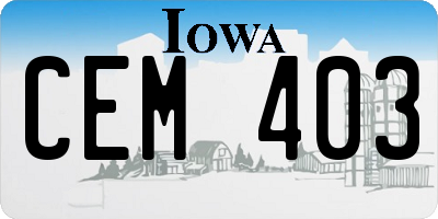 IA license plate CEM403