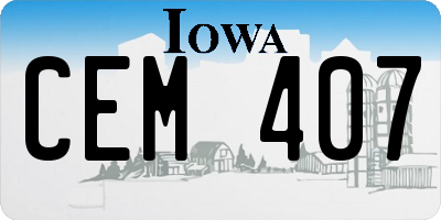 IA license plate CEM407
