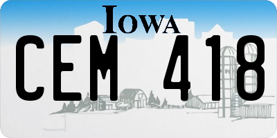 IA license plate CEM418