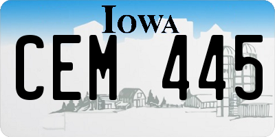 IA license plate CEM445