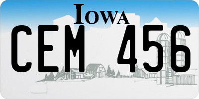IA license plate CEM456