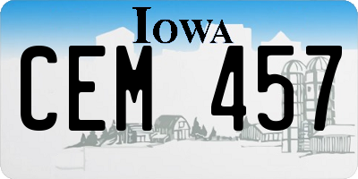 IA license plate CEM457