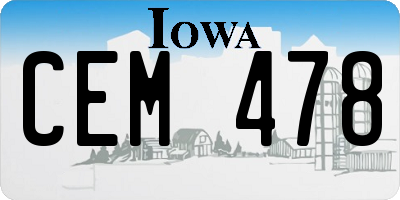 IA license plate CEM478
