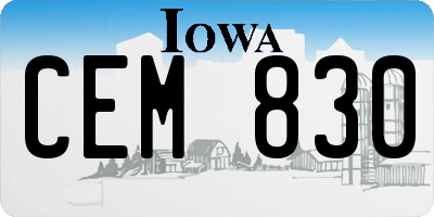 IA license plate CEM830