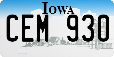 IA license plate CEM930