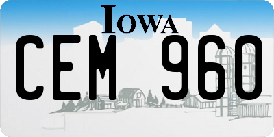 IA license plate CEM960