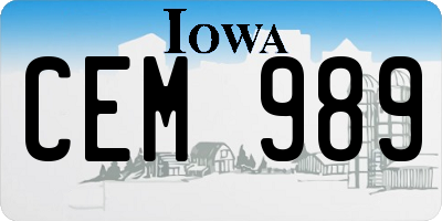 IA license plate CEM989