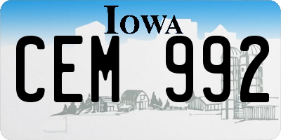 IA license plate CEM992