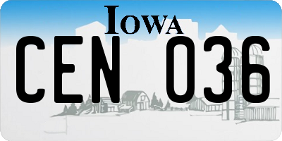 IA license plate CEN036