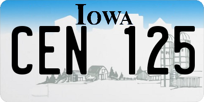 IA license plate CEN125