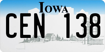 IA license plate CEN138