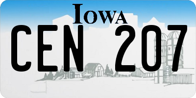 IA license plate CEN207