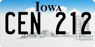 IA license plate CEN212