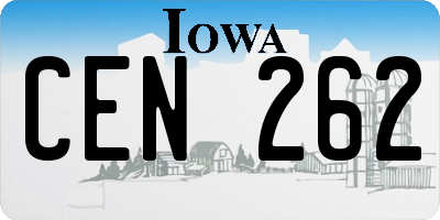 IA license plate CEN262