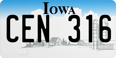 IA license plate CEN316