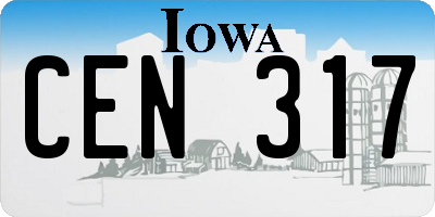 IA license plate CEN317