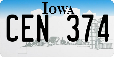 IA license plate CEN374