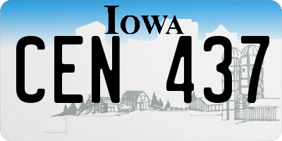 IA license plate CEN437