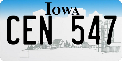 IA license plate CEN547