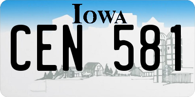 IA license plate CEN581